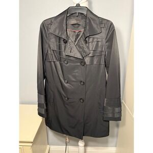 Elie Tahari Women Black Double Breasted Trench Coat Size 11